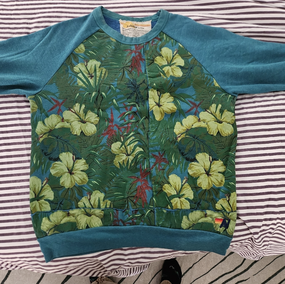 Aviator Nation Unisex L crew neck Tropical Sweatshirt